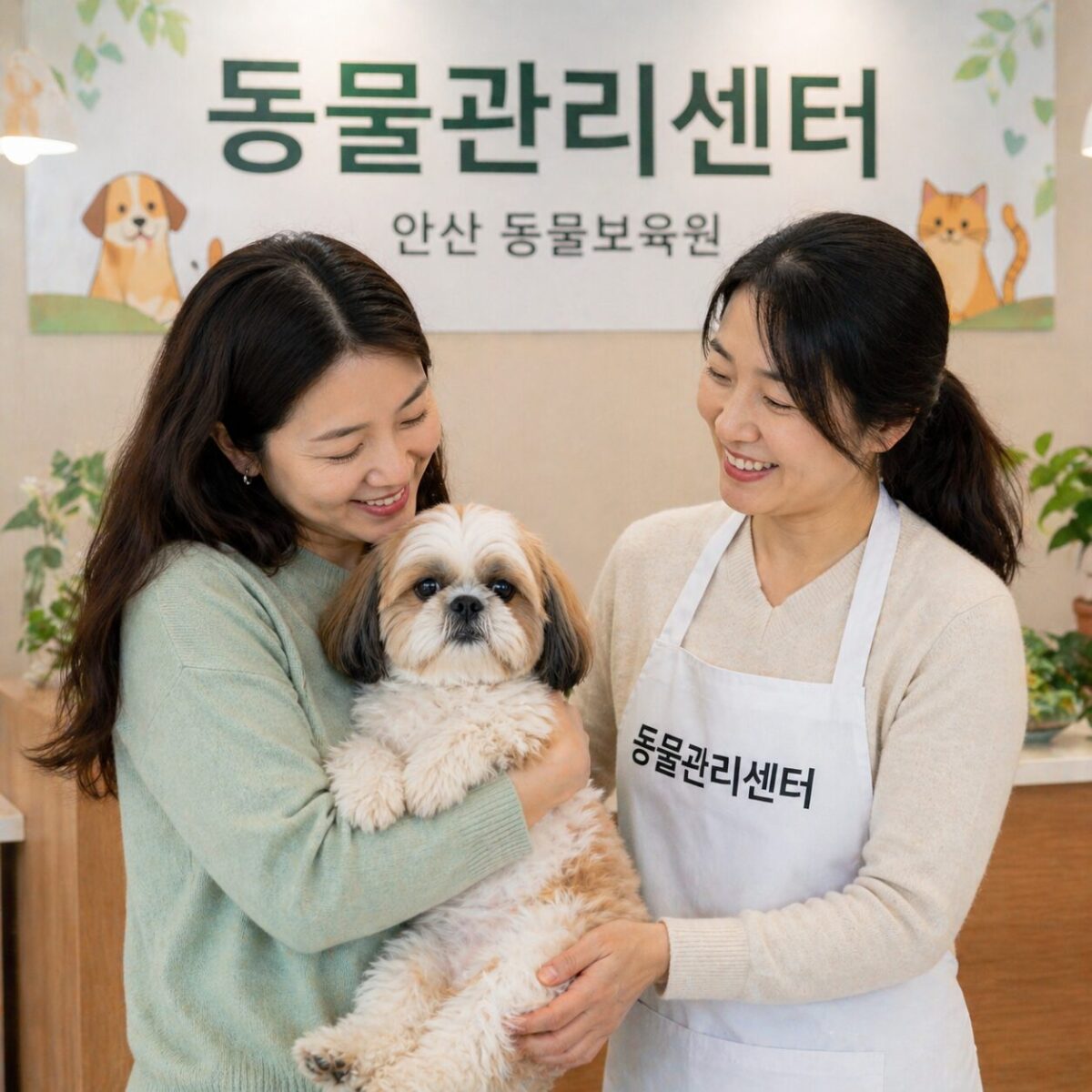 안양강아지파양 동물관리센터 복실이 새 가족 입양 기념사진