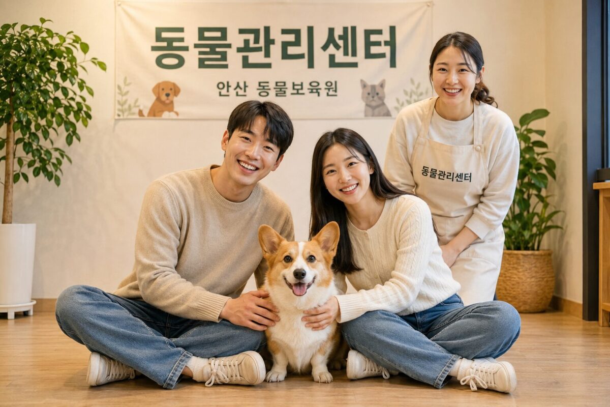 부천강아지파양 동물관리센터 단추 새 가족 입양 기념사진
