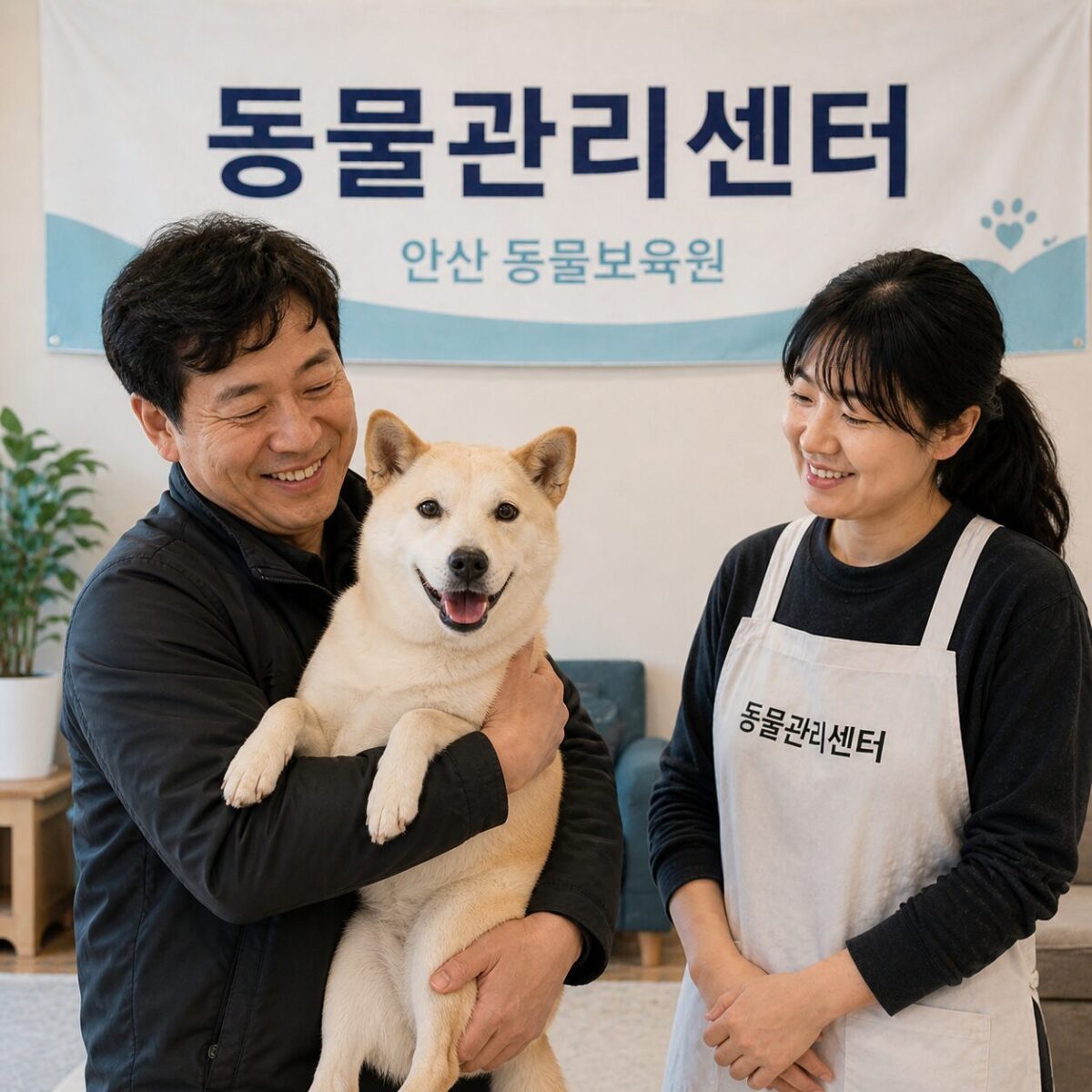 안성강아지파양 동물관리센터 보리 새 가족 입양 기념사진