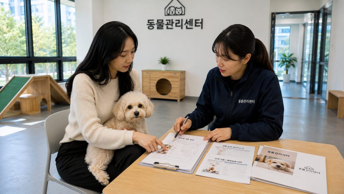 강아지파양방법 상담 전 준비사항을 확인하는 모습