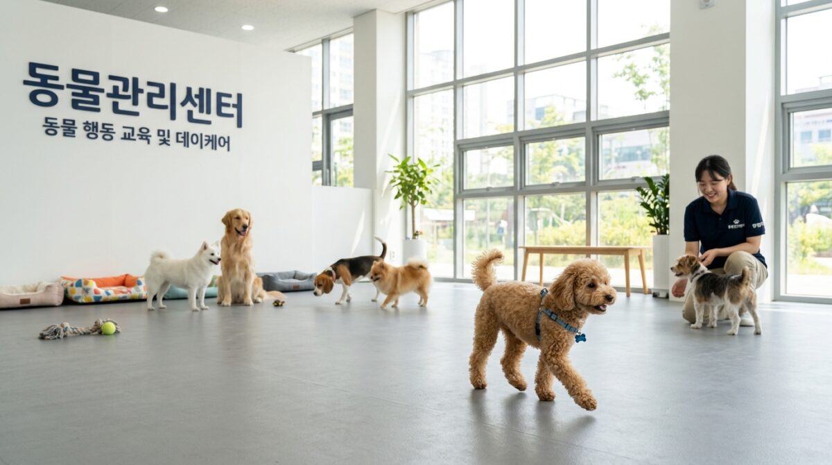 강아지파양비용 상담 후 자유롭게 생활하는 푸들 믹스