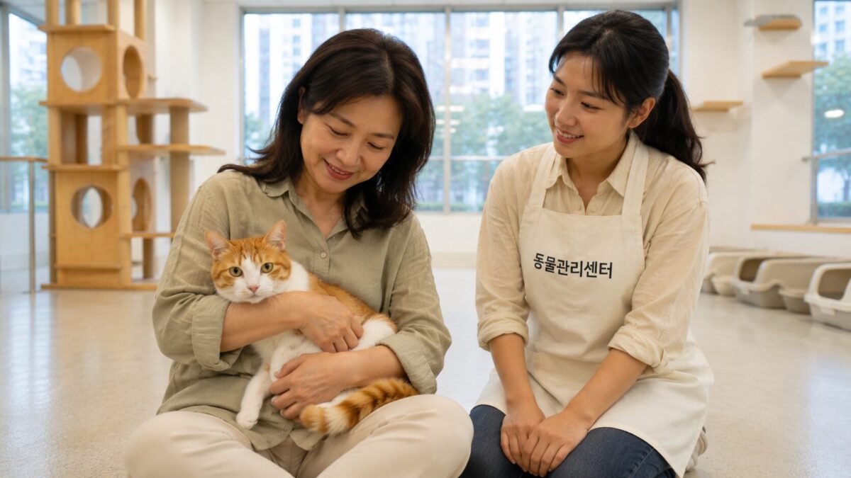 계양고양이파양 동물관리센터 고구마 새 가족 입양 기념사진