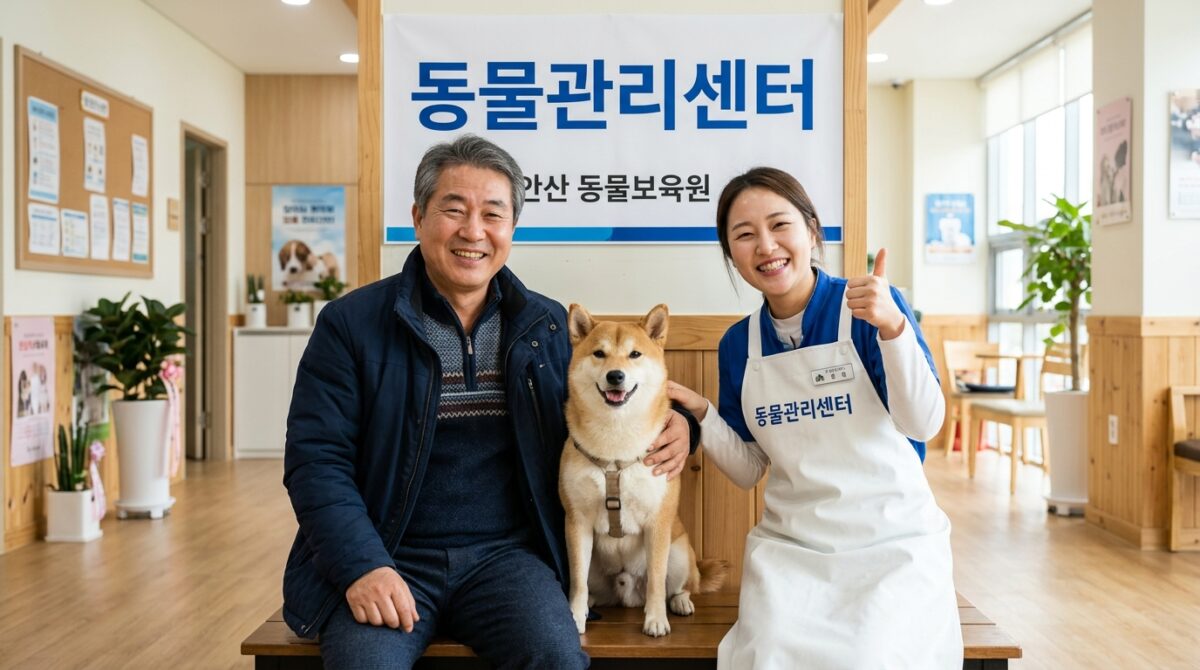 군포강아지파양 동물관리센터 단풍이 새 가족 입양 기념사진