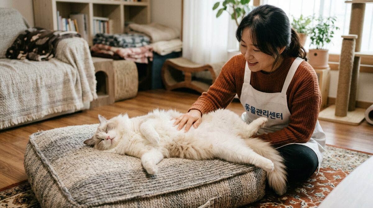 군포고양이파양 동물관리센터 철장 없는 자유로운 실내 환경 고양이