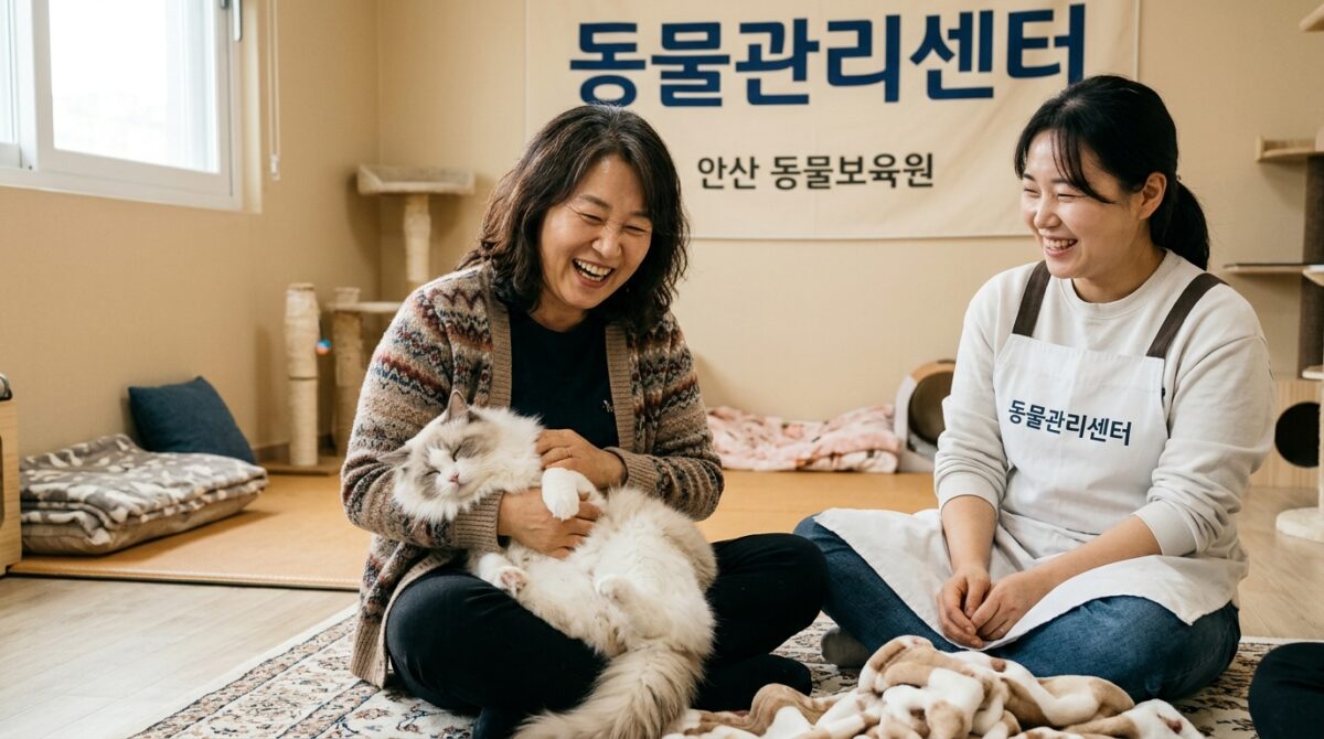 군포고양이파양 동물관리센터 별이 새 가족 입양 기념사진