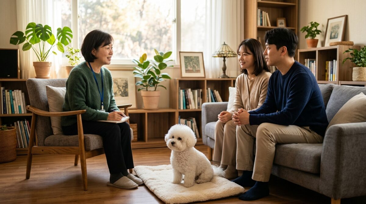 부평강아지파양 상담 과정에서 비숑의 성격을 확인하는 모습