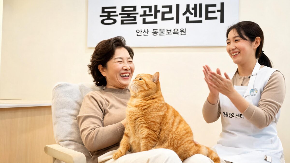 산본고양이파양 동물관리센터 황금이 새 가족 입양 기념사진