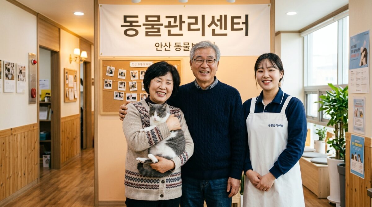 용인고양이파양 동물관리센터 마루 새 가족 입양 기념사진