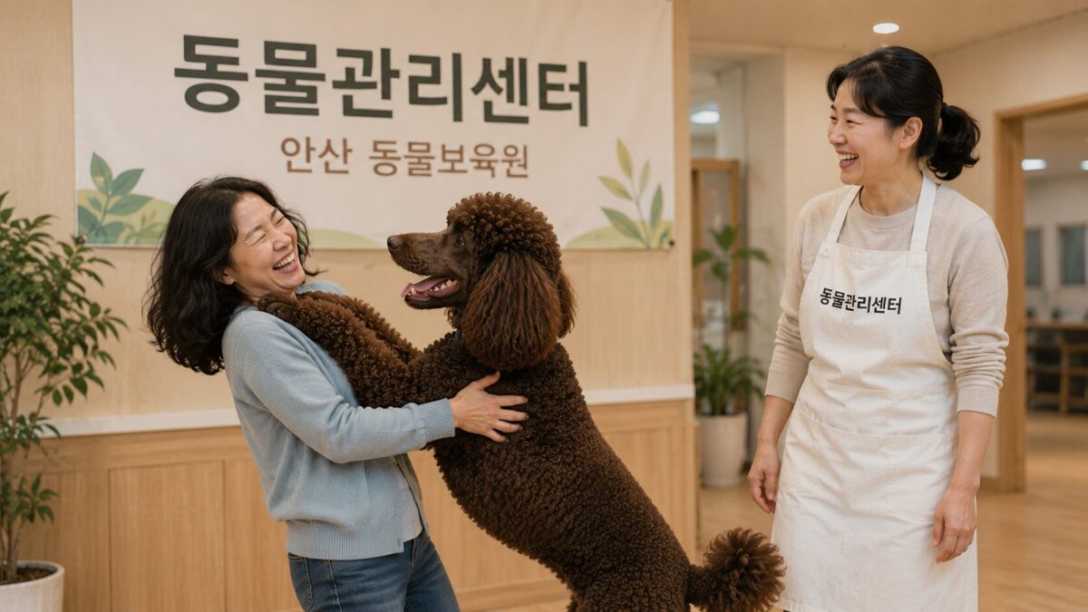 인천강아지파양 동물관리센터 초코 새 가족 입양 기념사진
