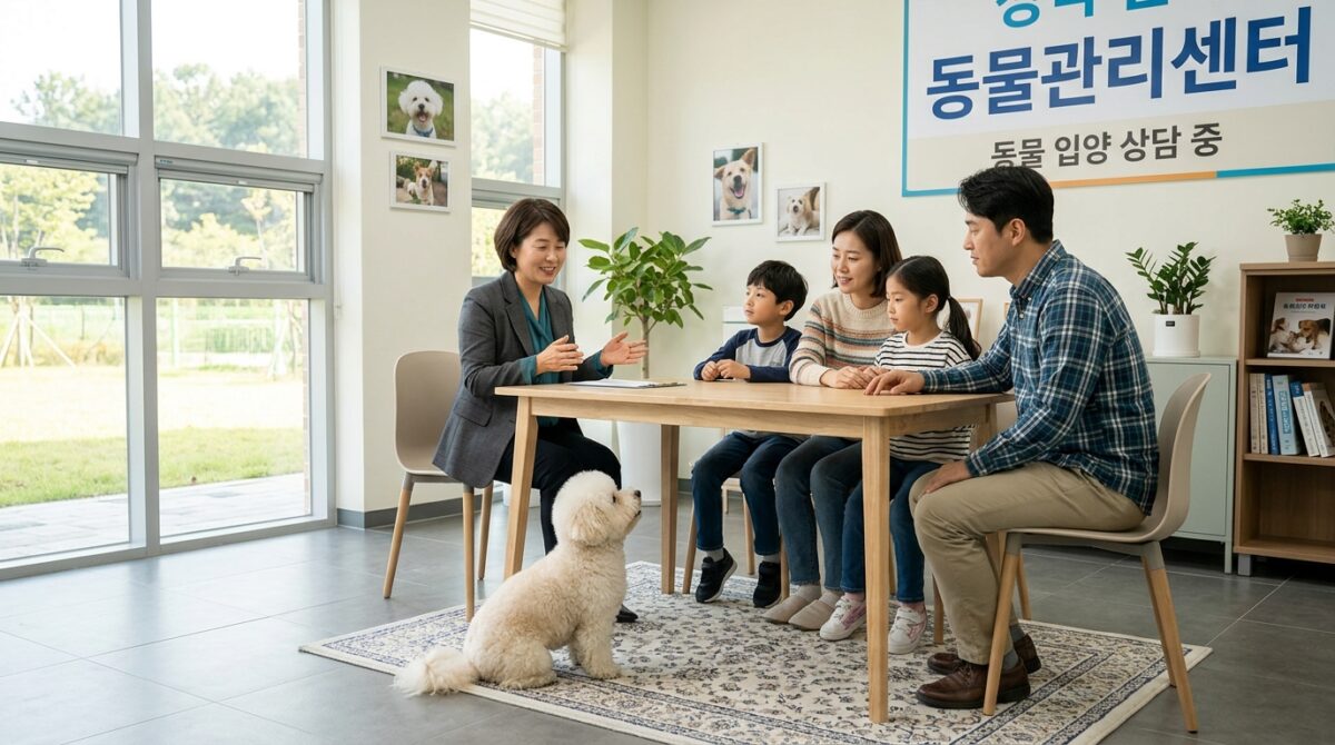 인천강아지파양 이후 새 가족 입양 상담 장면