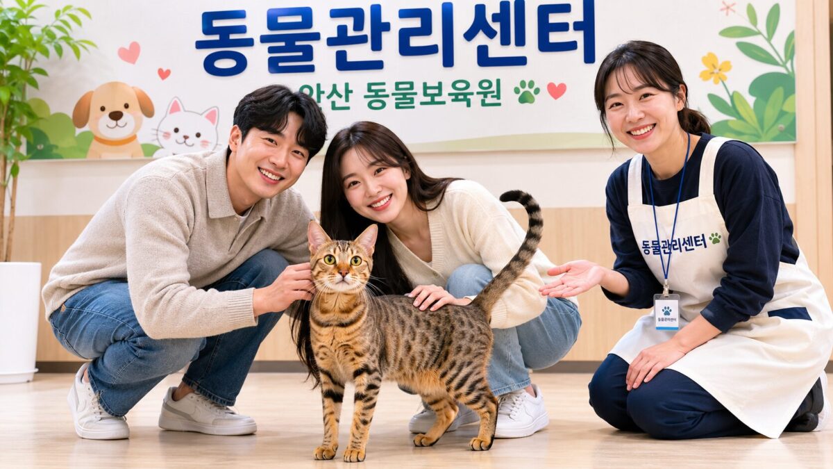인천고양이파양 동물관리센터 호두 새 가족 입양 기념사진