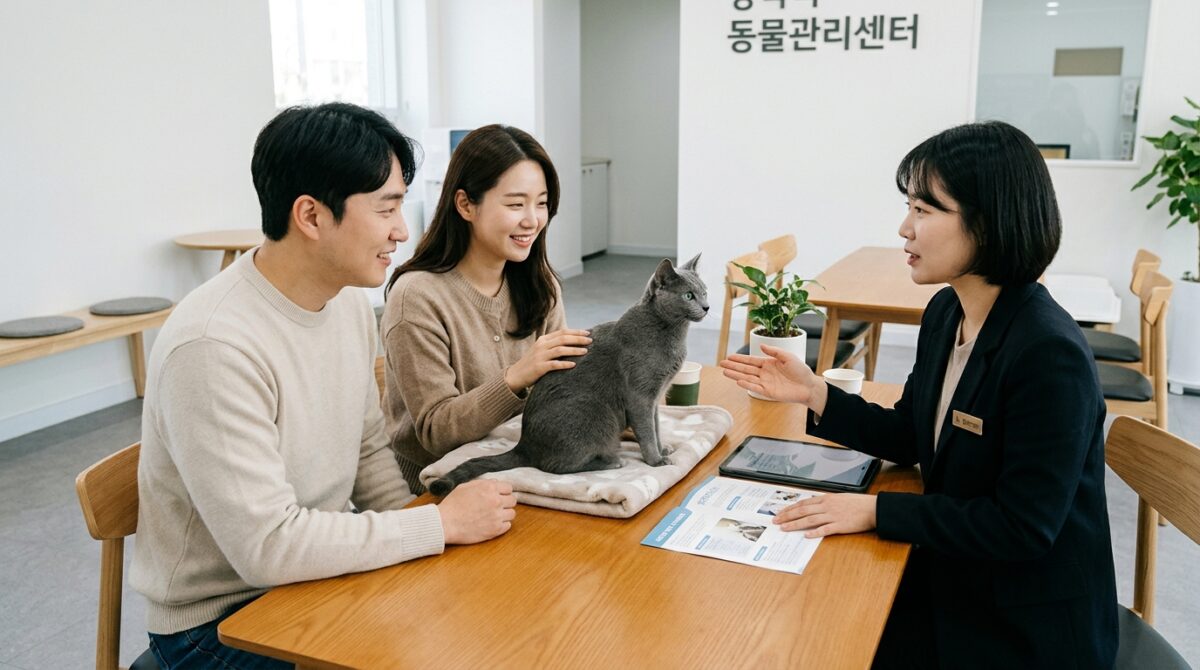 인천고양이파양 이후 새 가족 입양 상담 장면