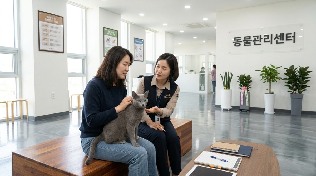 인천고양이파양 입소 전 성격과 생활 환경을 확인하는 모습
