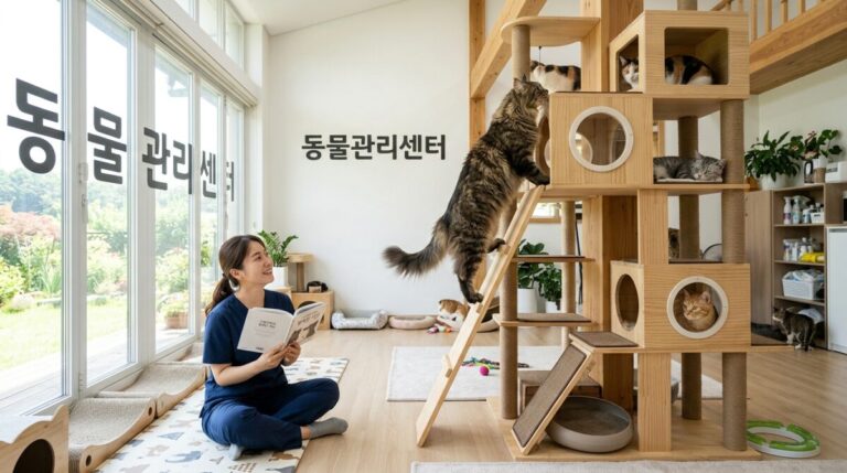 강화고양이파양 동물관리센터 고양이 캣타워 자유로운 실내 생활