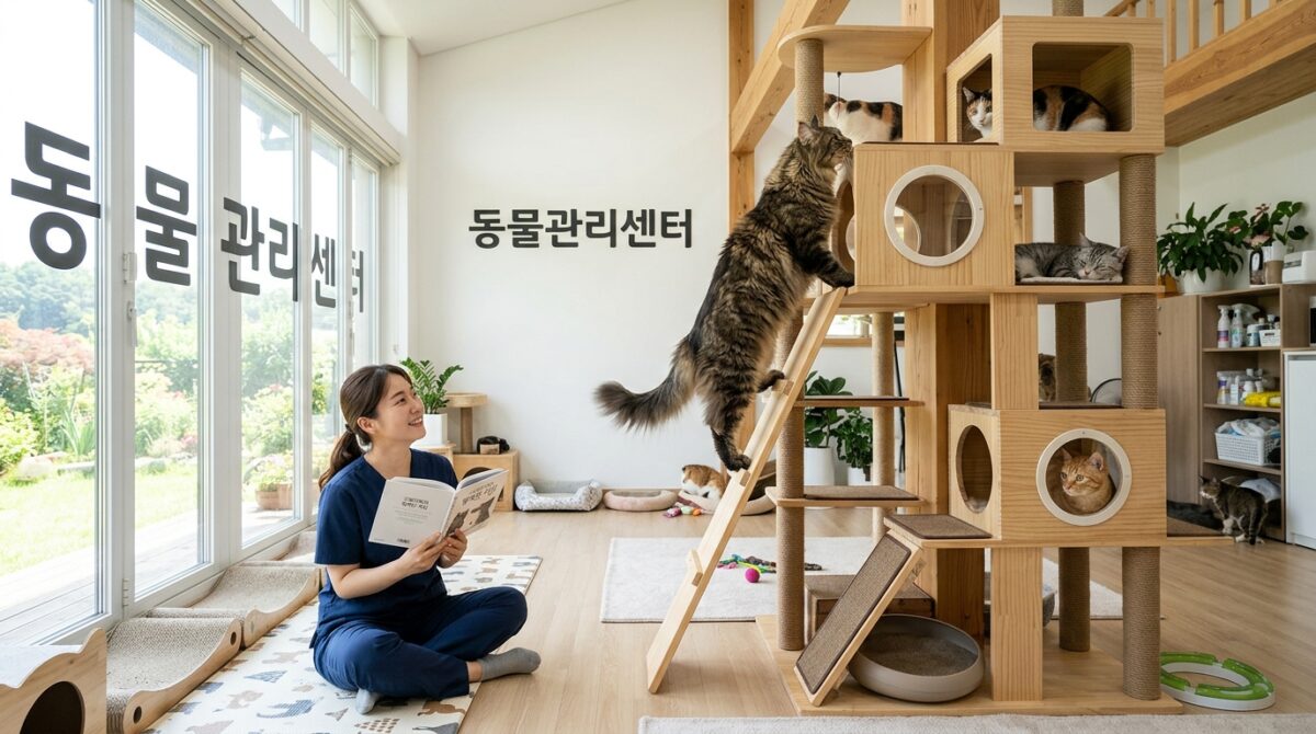 강화고양이파양 동물관리센터 고양이 캣타워 자유로운 실내 생활