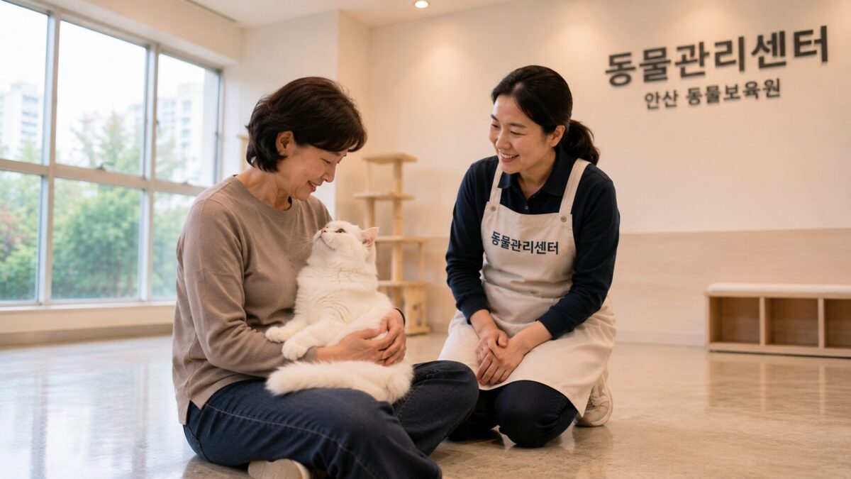 남동구고양이파양 동물관리센터 눈사람 새 가족 입양 기념사진