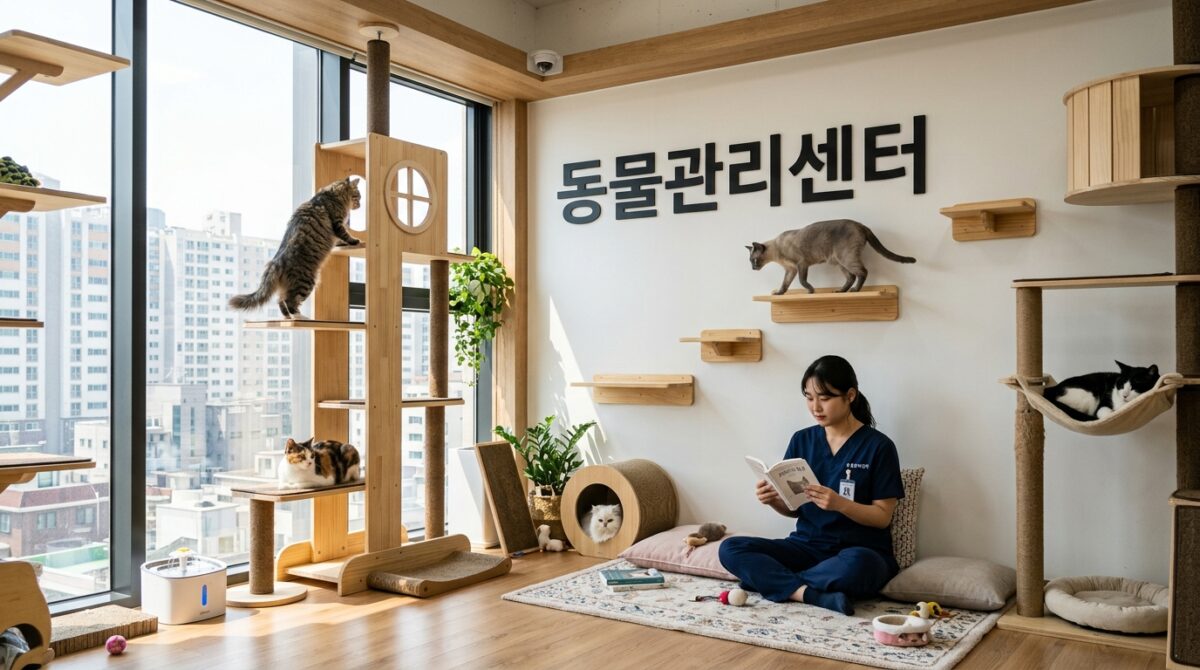 서울고양이파양 동물관리센터 고양이 캣타워 자유로운 실내 생활