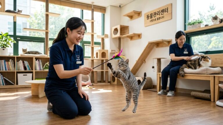서울고양이파양 동물관리센터 선생님 고양이 일상 케어 모습